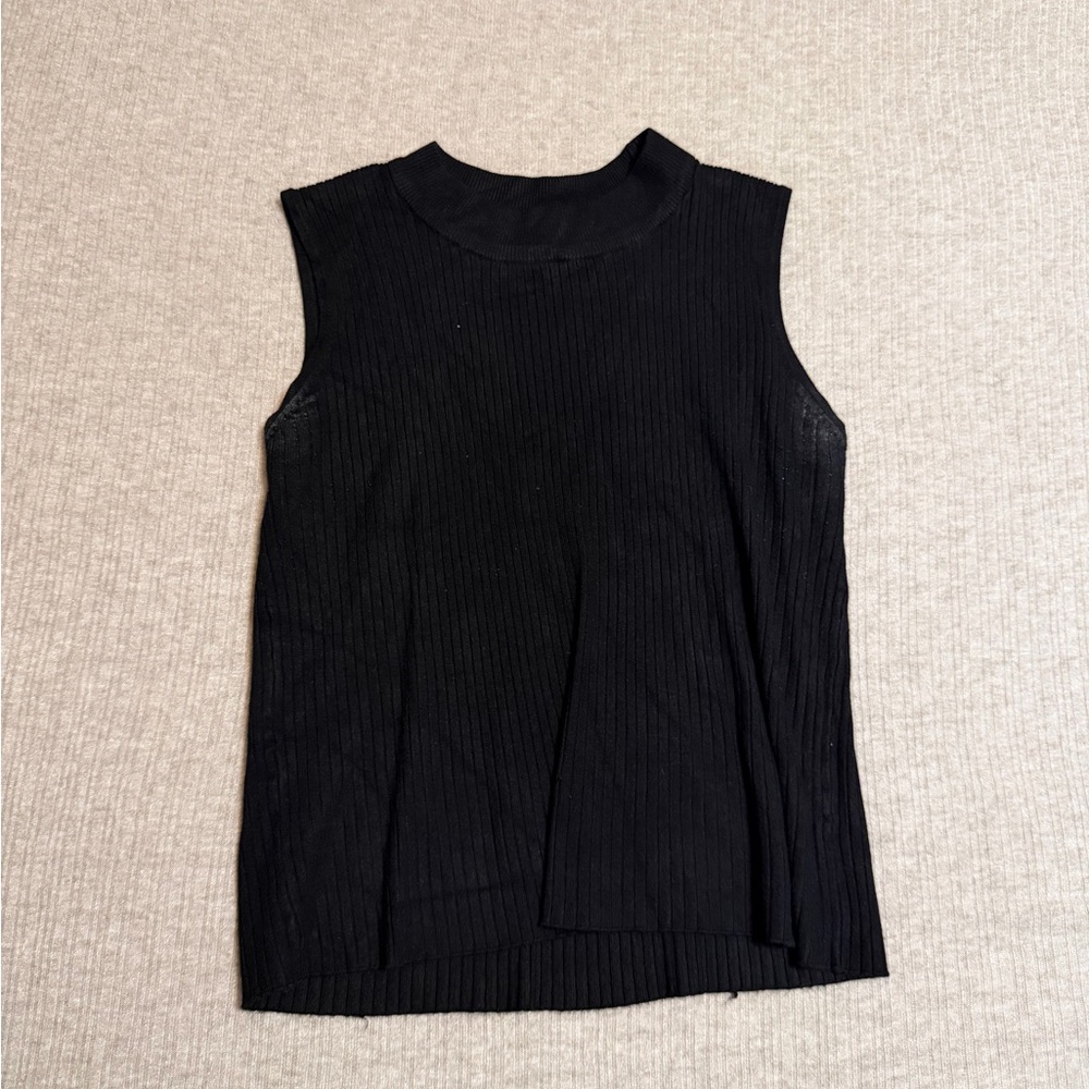 Sleeveless Black Ribbed Top